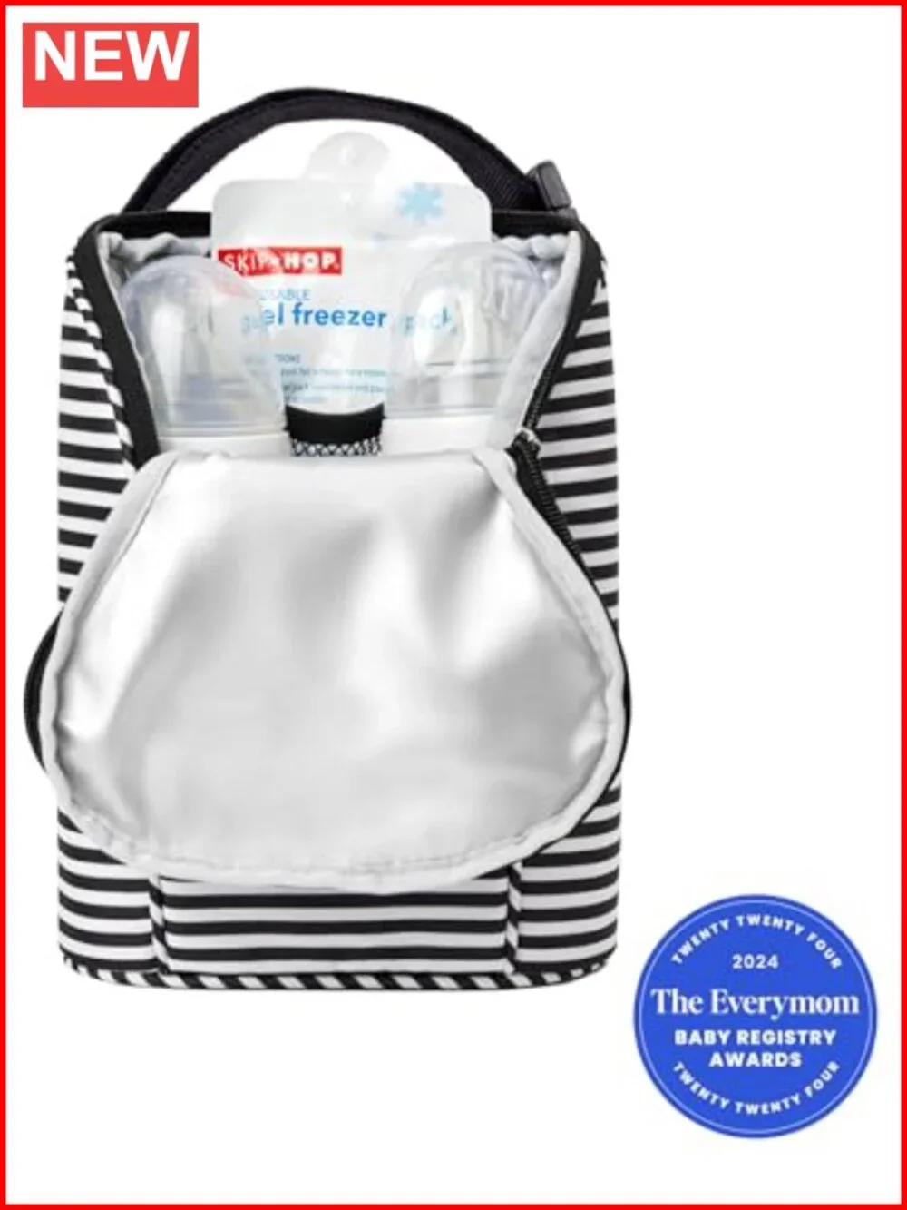 Insulated Double Baby Bottle Bag Cooler with Freezer Pack & Stroller Strap